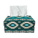 Teal Southwestern Navajo Pattern Print Rectangle Tissue Box Cover