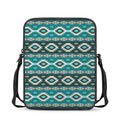 Teal Southwestern Navajo Pattern Print Rectangular Crossbody Bag