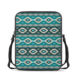 Teal Southwestern Navajo Pattern Print Rectangular Crossbody Bag
