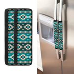 Teal Southwestern Navajo Pattern Print Refrigerator Handle Covers