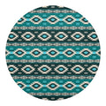 Teal Southwestern Navajo Pattern Print Round Blanket