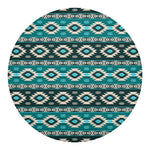 Teal Southwestern Navajo Pattern Print Round Blanket