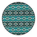 Teal Southwestern Navajo Pattern Print Round Floor Mat