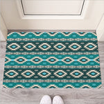 Teal Southwestern Navajo Pattern Print Rubber Doormat