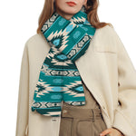 Teal Southwestern Navajo Pattern Print Scarf