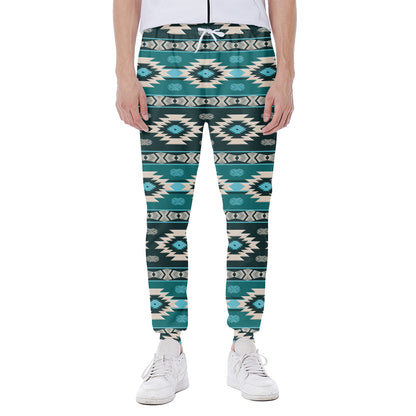 Teal Southwestern Navajo Pattern Print Scuba Joggers