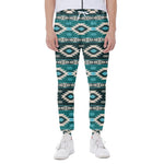 Teal Southwestern Navajo Pattern Print Scuba Joggers