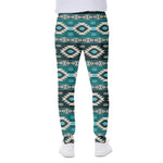 Teal Southwestern Navajo Pattern Print Scuba Joggers