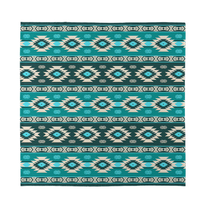 Teal Southwestern Navajo Pattern Print Silk Bandana