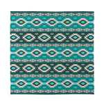 Teal Southwestern Navajo Pattern Print Silk Bandana
