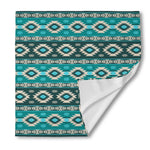 Teal Southwestern Navajo Pattern Print Silk Bandana
