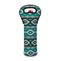Teal Southwestern Navajo Pattern Print Single Neoprene Wine Tote