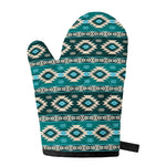 Teal Southwestern Navajo Pattern Print Single Oven Mitt