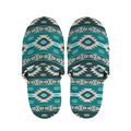Teal Southwestern Navajo Pattern Print Slippers