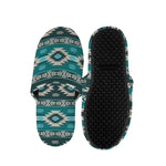 Teal Southwestern Navajo Pattern Print Slippers