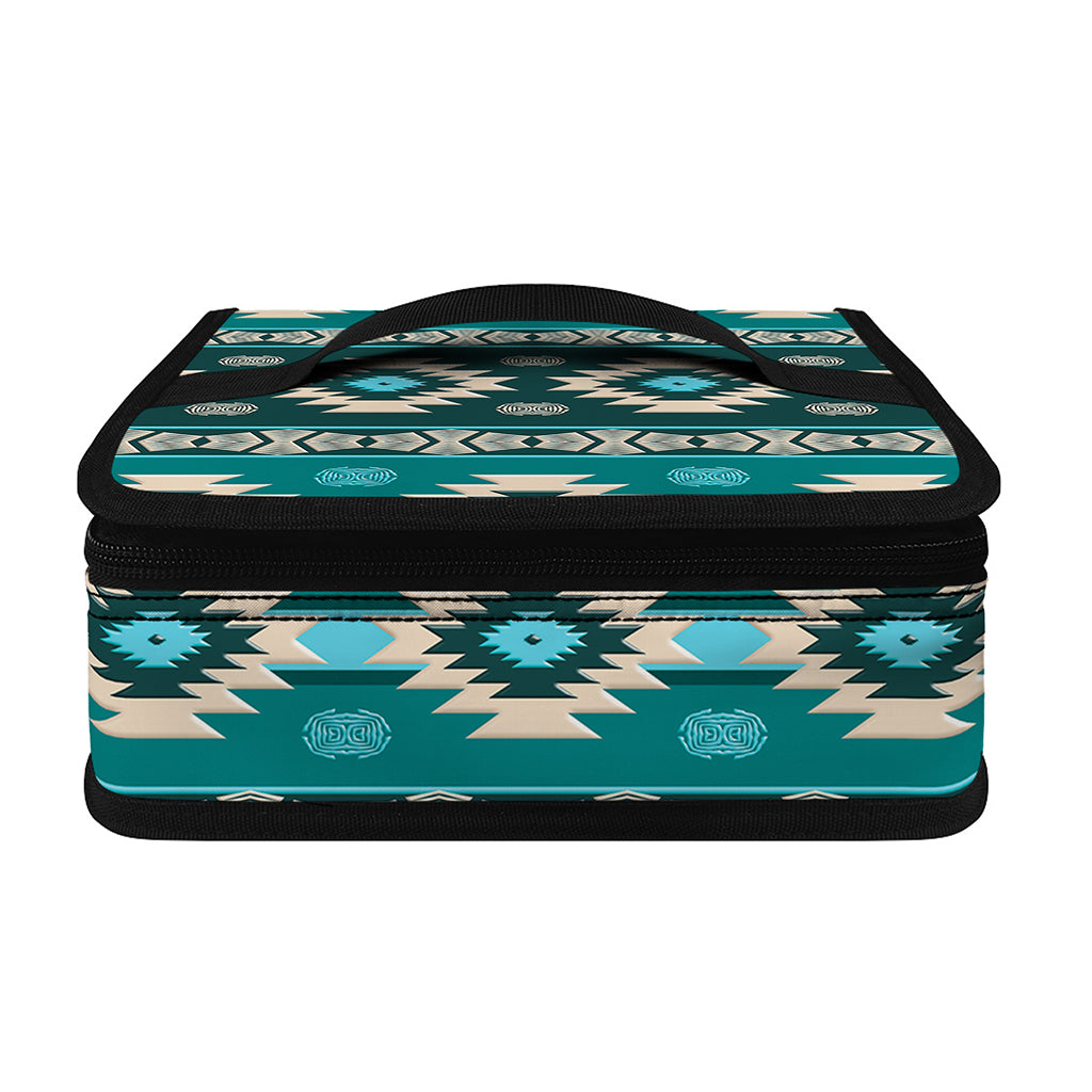 Teal Southwestern Navajo Pattern Print Small Lunch Bag