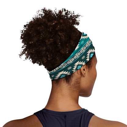 Teal Southwestern Navajo Pattern Print Sports Headband