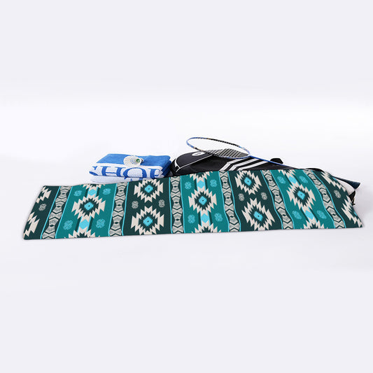 Teal Southwestern Navajo Pattern Print Sports Towel
