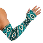 Teal Southwestern Navajo Pattern Print Sun Protection Arm Sleeves