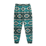 Teal Southwestern Navajo Pattern Print Sweatpants