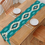 Teal Southwestern Navajo Pattern Print Table Runner