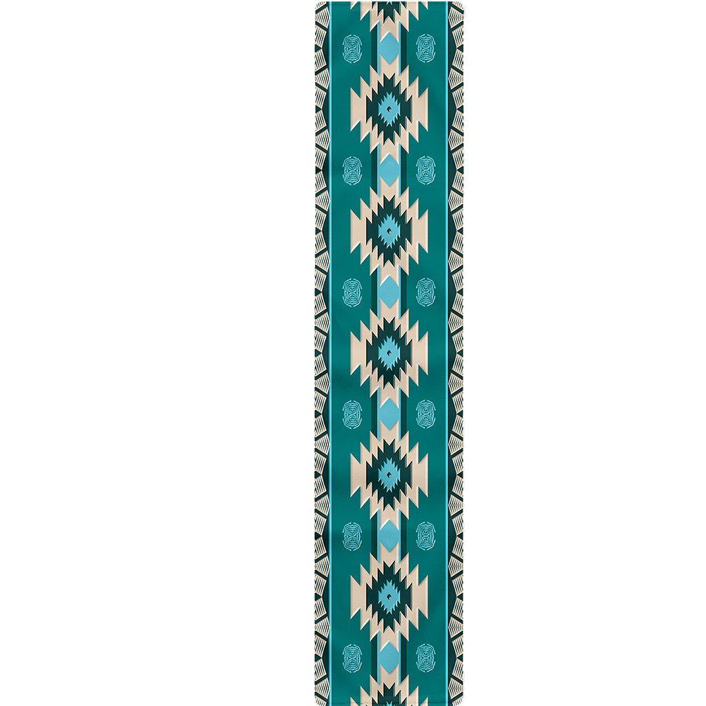Teal Southwestern Navajo Pattern Print Table Runner