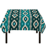 Teal Southwestern Navajo Pattern Print Tablecloth
