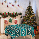 Teal Southwestern Navajo Pattern Print Tablecloth