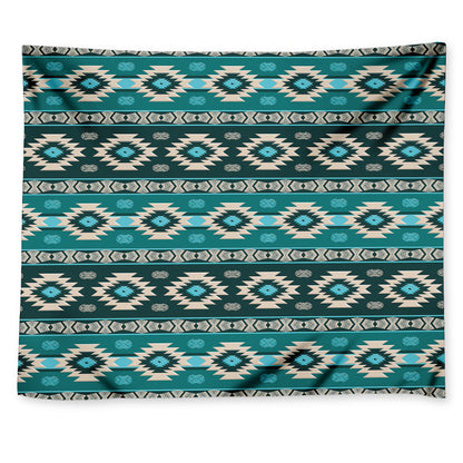 Teal Southwestern Navajo Pattern Print Tapestry