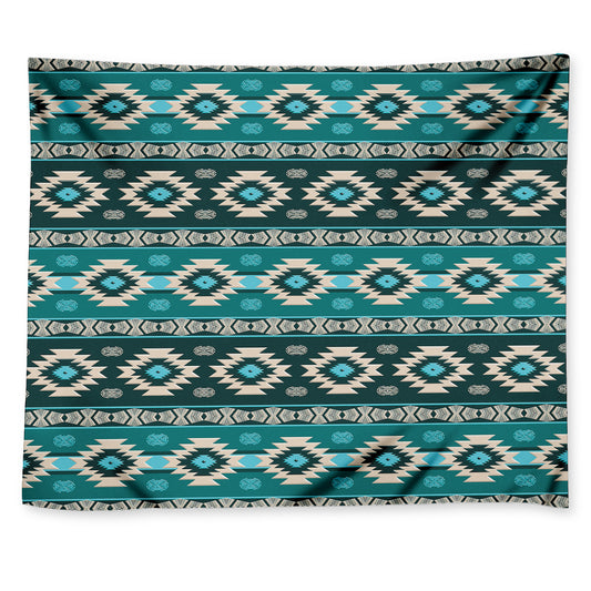 Teal Southwestern Navajo Pattern Print Tapestry