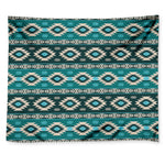 Teal Southwestern Navajo Pattern Print Tapestry