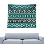 Teal Southwestern Navajo Pattern Print Tapestry