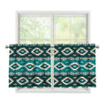 Teal Southwestern Navajo Pattern Print Tier Curtains