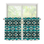 Teal Southwestern Navajo Pattern Print Tier Curtains