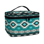 Teal Southwestern Navajo Pattern Print Travel Makeup Bag