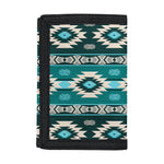 Teal Southwestern Navajo Pattern Print Trifold Wallet