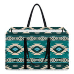 Teal Southwestern Navajo Pattern Print Utility Tote Bag