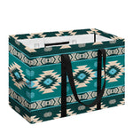 Teal Southwestern Navajo Pattern Print Utility Tote Bag