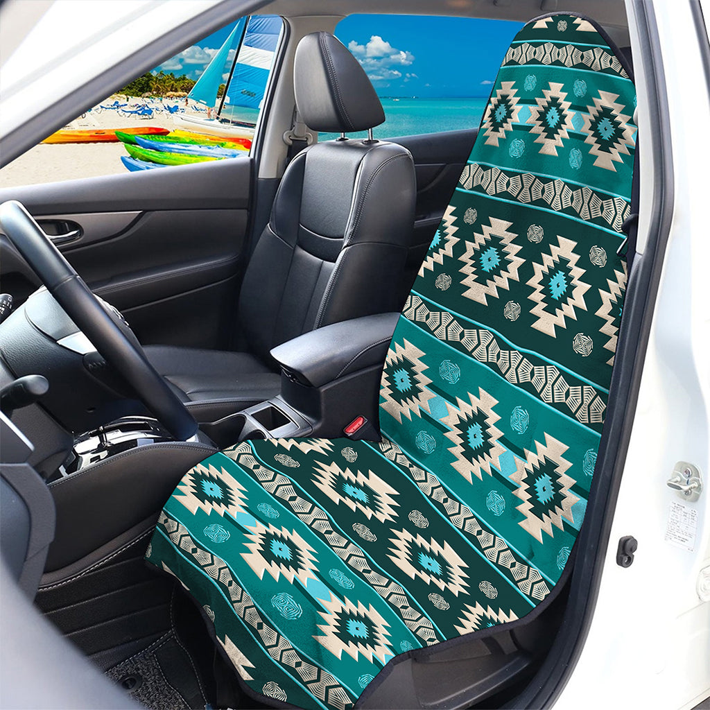 Teal Southwestern Navajo Pattern Print Waterproof Car Seat Cover