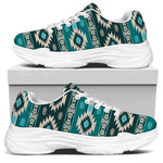 Teal Southwestern Navajo Pattern Print White Chunky Shoes