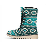 Teal Southwestern Navajo Pattern Print Winter Boots