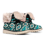 Teal Southwestern Navajo Pattern Print Winter Boots