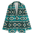 Teal Southwestern Navajo Pattern Print Women's Blazer