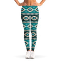 Teal Southwestern Navajo Pattern Print Women's Leggings