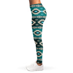 Teal Southwestern Navajo Pattern Print Women's Leggings