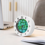 Teal Stained Glass Mosaic Print Alarm Clock