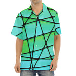 Teal Stained Glass Mosaic Print Aloha Shirt