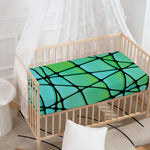 Teal Stained Glass Mosaic Print Baby Crib Sheet
