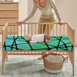 Teal Stained Glass Mosaic Print Baby Crib Sheet
