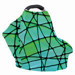 Teal Stained Glass Mosaic Print Baby Seat Cover